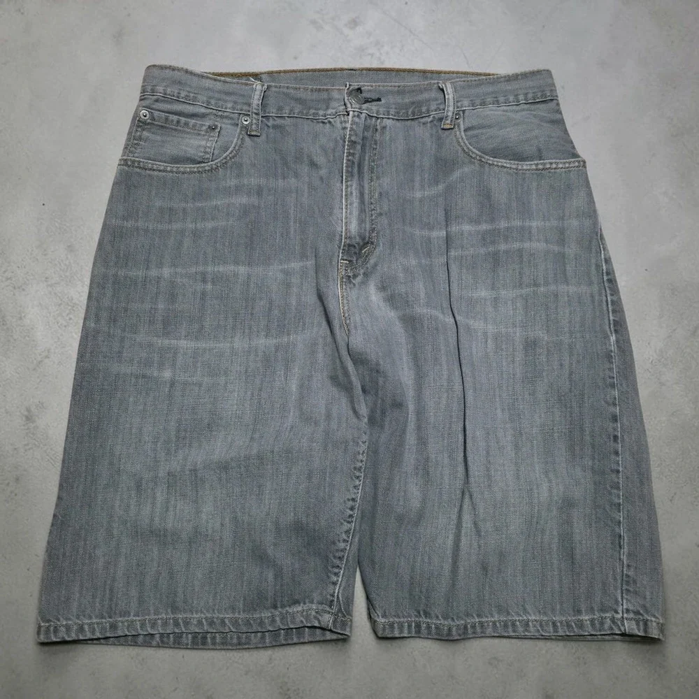 Levis 569 Shorts Mens 36 Gray‎ Denim Bermuda Jorts Casual Summer Faded Wash